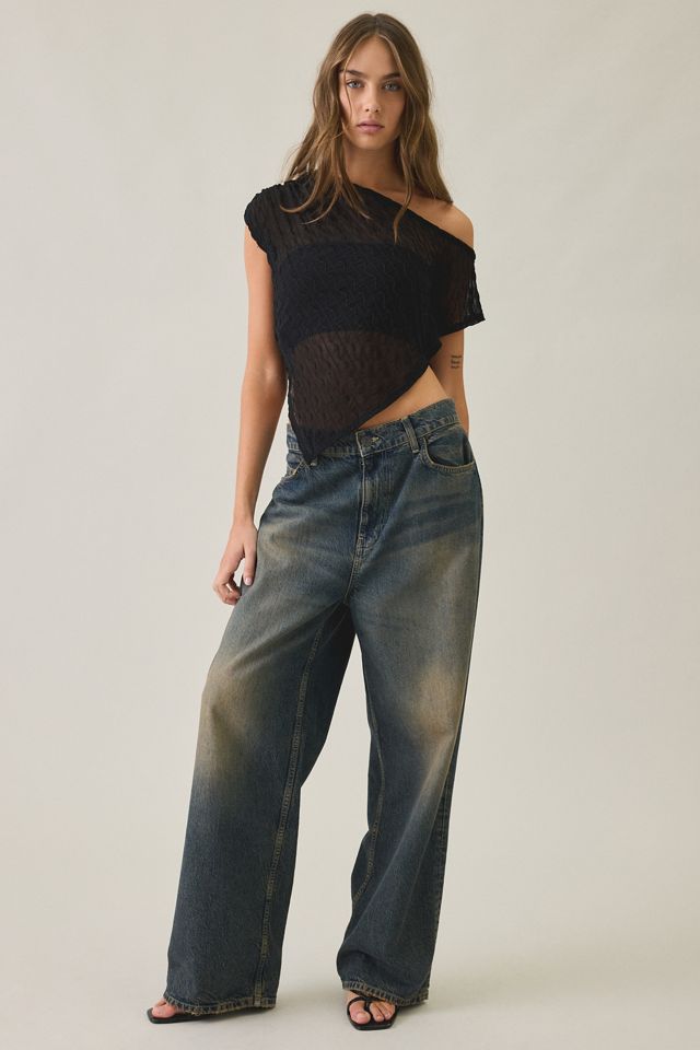 UO Bia Textured Asymmetric Off-The-Shoulder Poncho #1