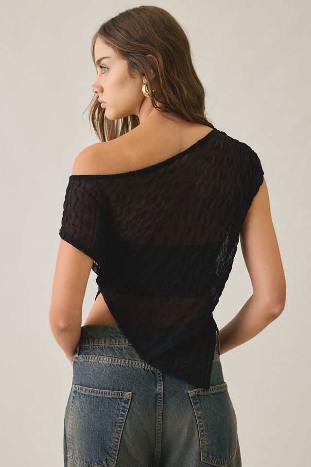 UO Bia Textured Asymmetric Off-The-Shoulder Poncho #3