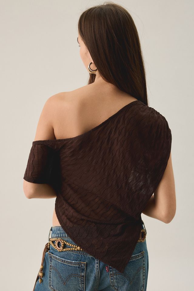 UO Bia Textured Asymmetric Off-The-Shoulder Poncho #1
