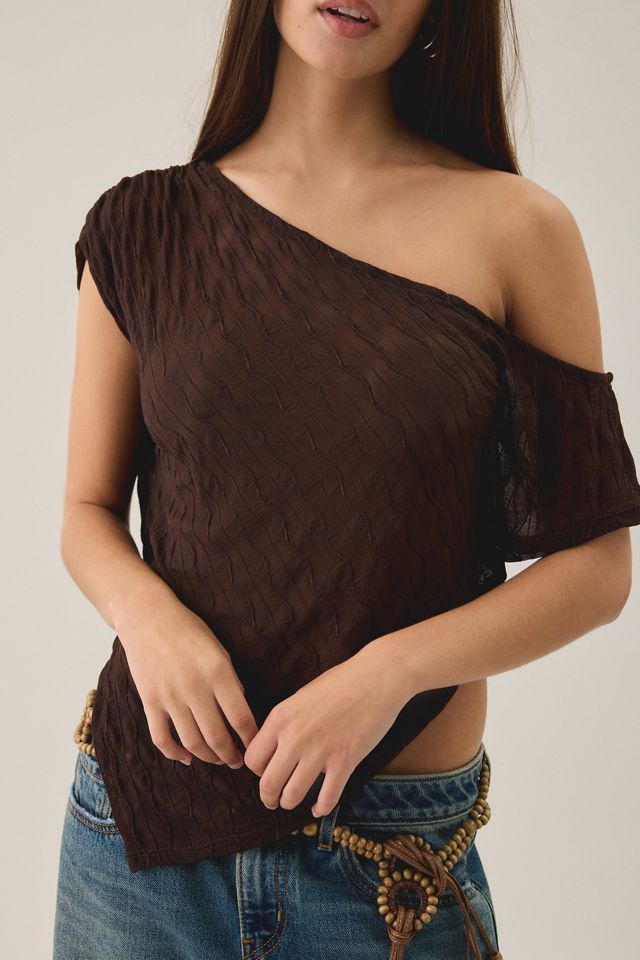 UO Bia Textured Asymmetric Off-The-Shoulder Poncho #2