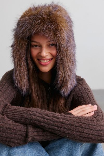 Blue Tip Faux Fur Trapper Hat