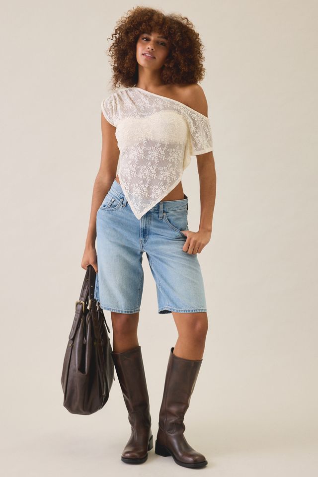 UO Bia Sheer Lace Asymmetric Off-The-Shoulder Poncho #1