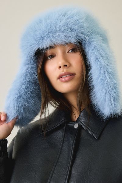 Chapeau trappeur en fausse fourrure duveteuse