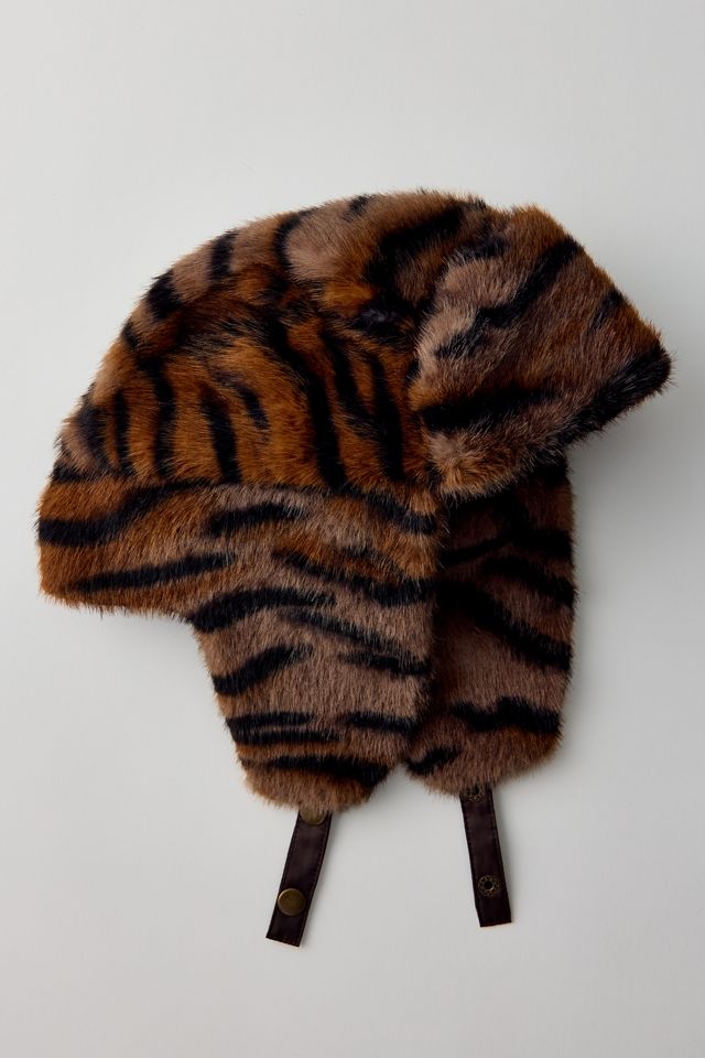 Tiger Pattern Faux Fur Trapper Hat #1