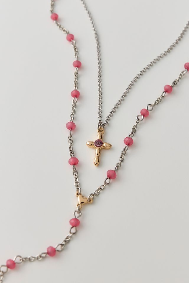 Cross Charms Layered Lariat Necklace #1