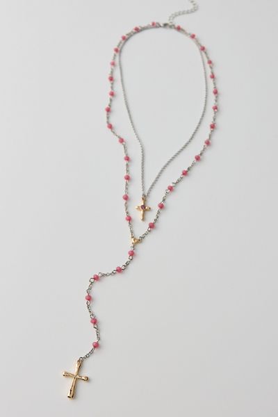 Cross Charms Layered Lariat Necklace