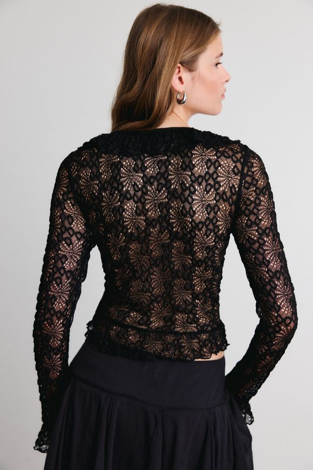 Kimchi Blue Angelina Ruffle Lace Cropped Cardigan #3