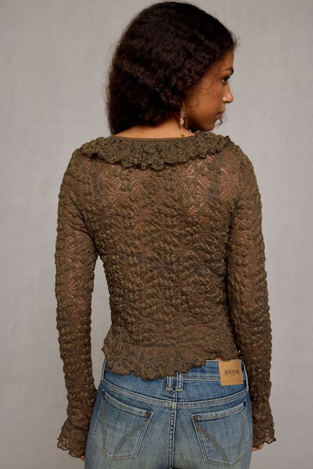 Kimchi Blue Angelina Ruffle Lace Cropped Cardigan #3