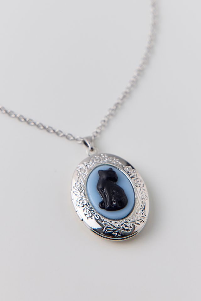 Black Cat Locket Necklace #2