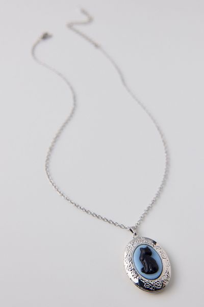 Black Cat Locket Necklace