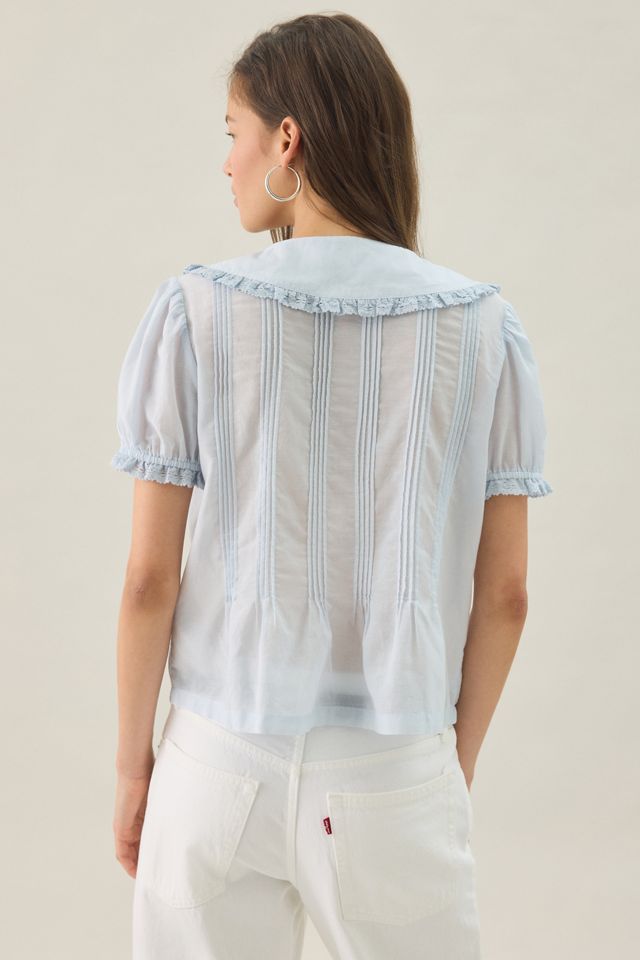 Kimchi Blue Hattie Sheer Ruffle Collar Short Sleeve Blouse #1
