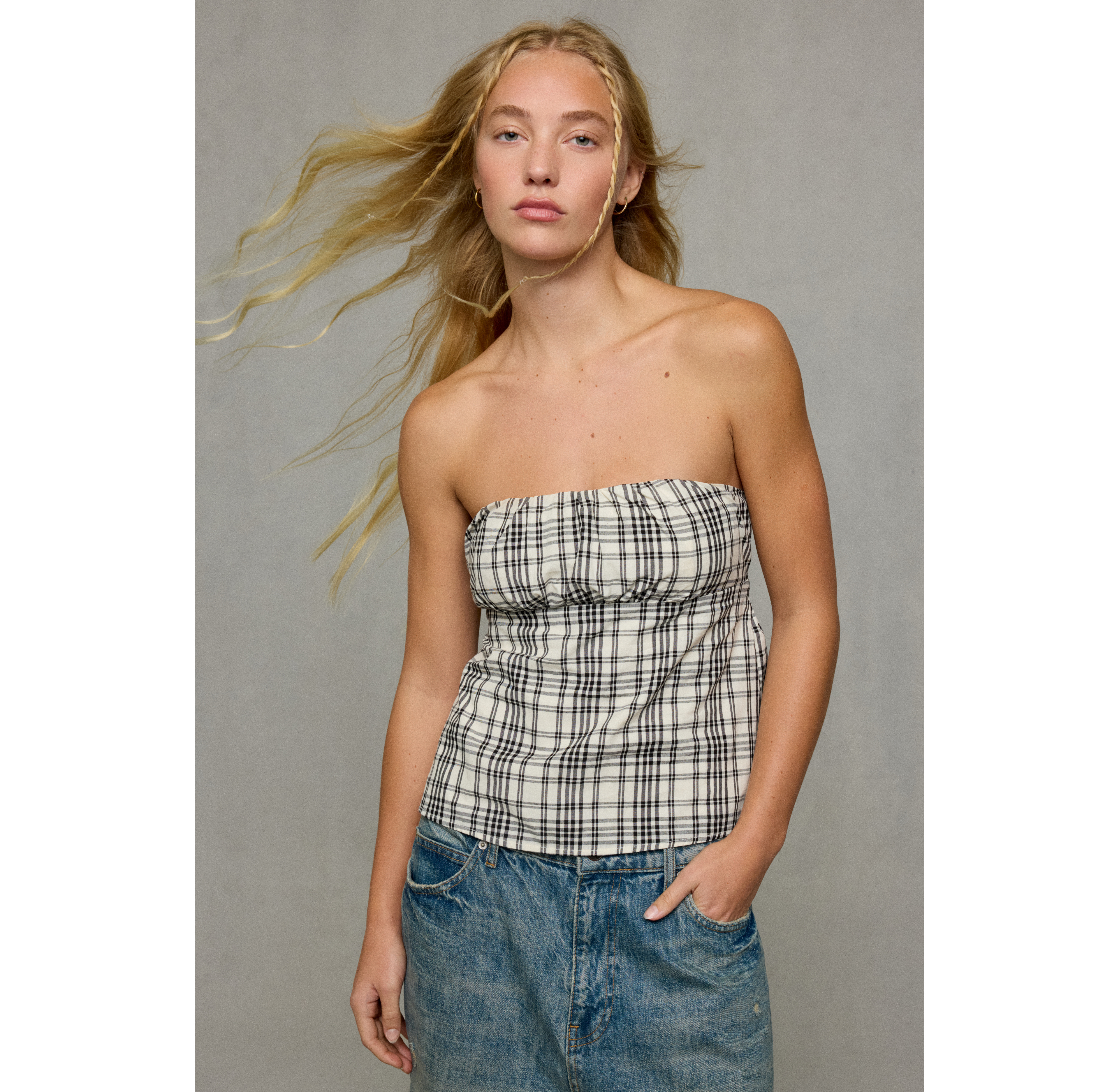 BDG Nicky Tie-Back Babydoll Tube Top