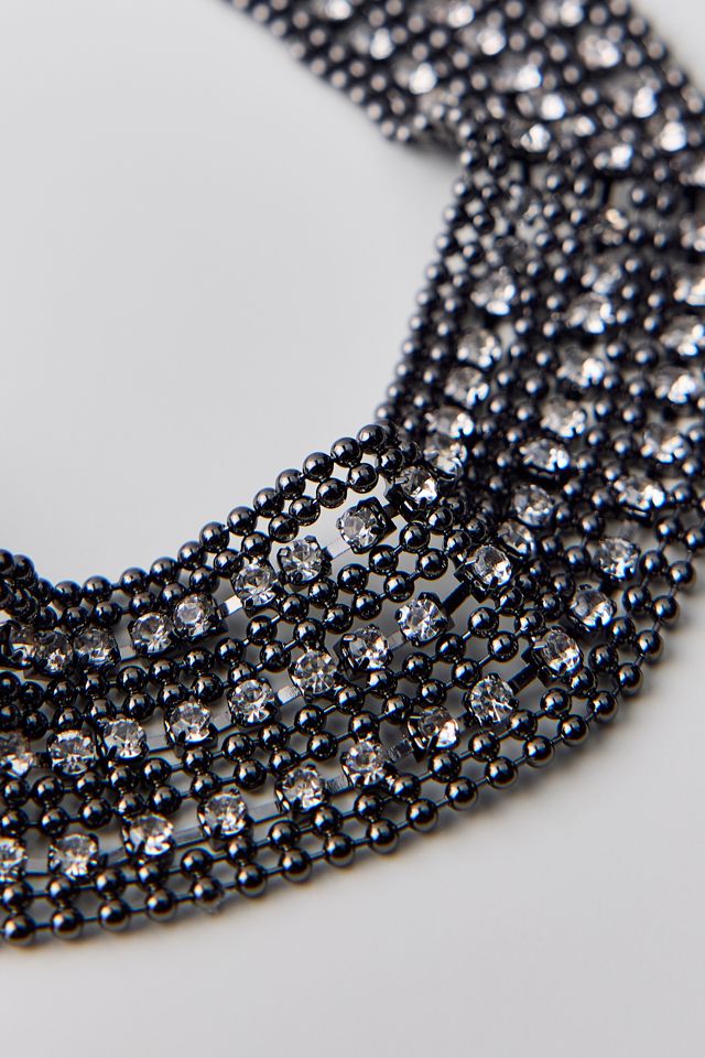 Blaine Rhinestone Metal Mesh Choker Necklace #1