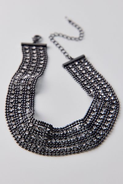 Blaine Rhinestone Metal Mesh Choker Necklace