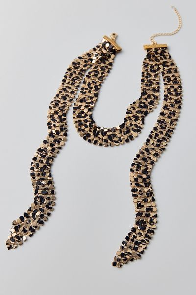 Cheetah Metal Scarf Necklace