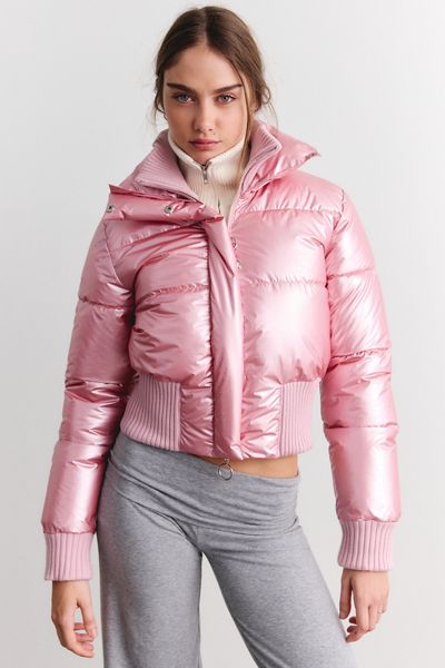 BDG Fireside Cropped Funnel Neck Puffer Jacket