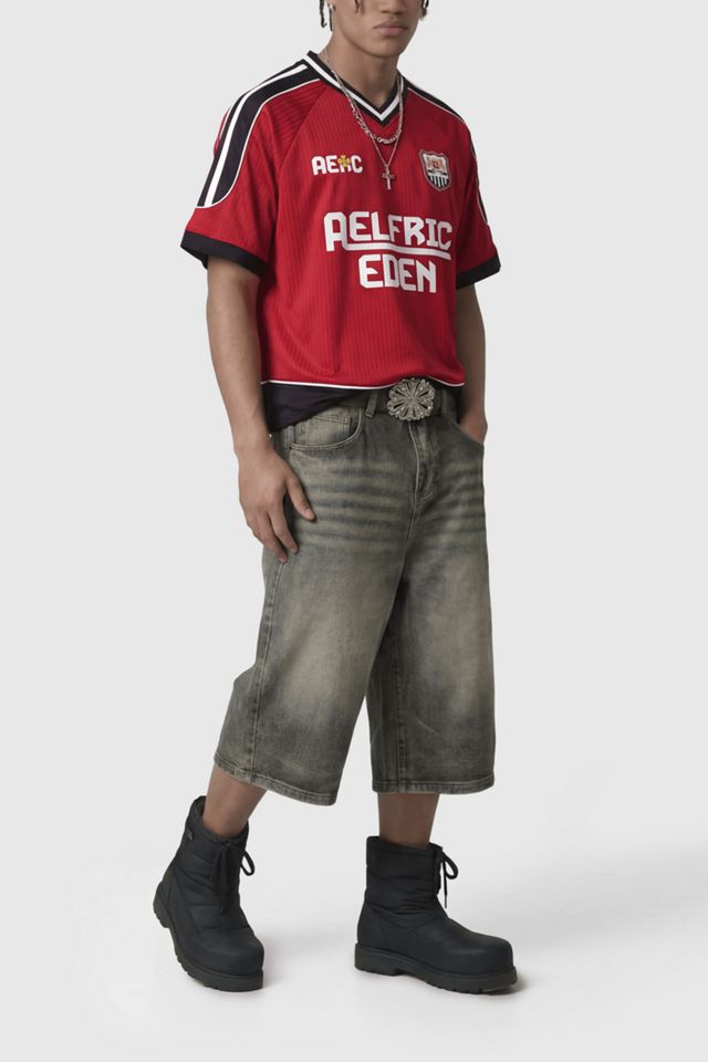 Aelfric Eden Boxy V-Neck Panel Jersey Tee #1