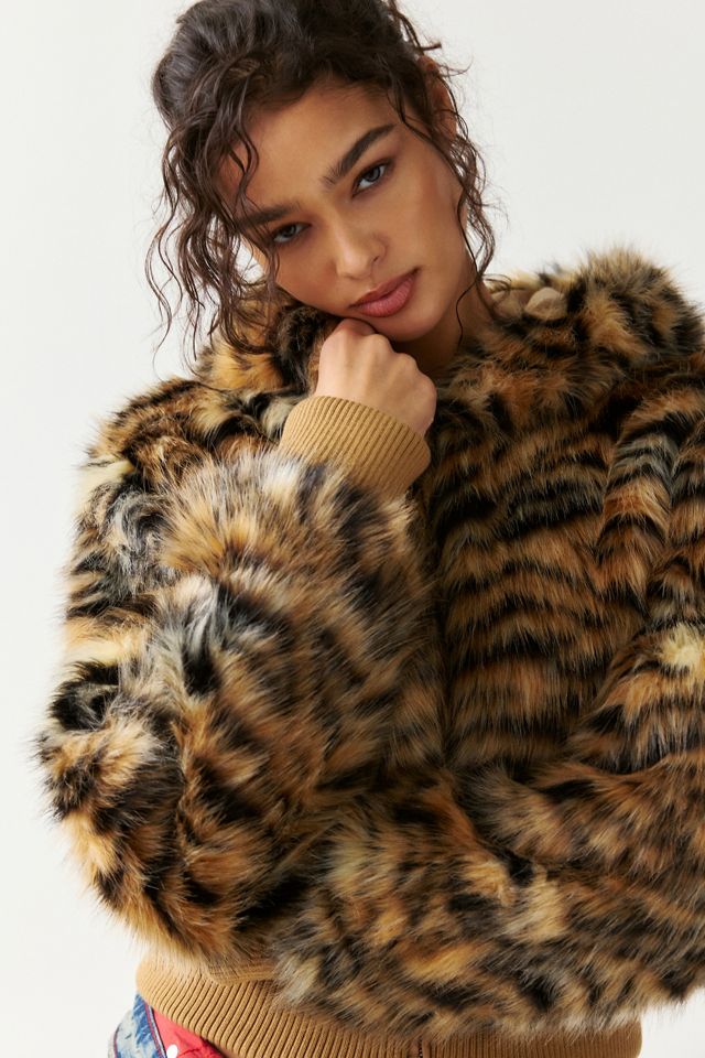 UO Maddy Cropped Faux Fur Hooded Jacket #1