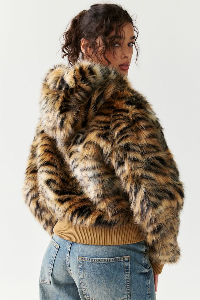 UO Maddy Cropped Faux Fur Hooded Jacket #2