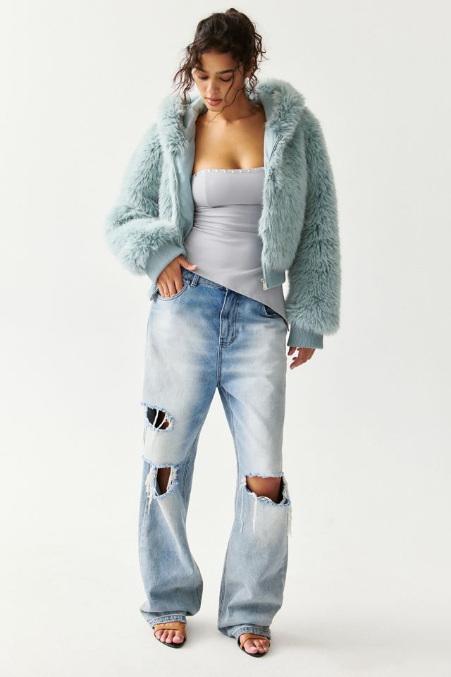 UO Maddy Cropped Faux Fur Hooded Jacket #2