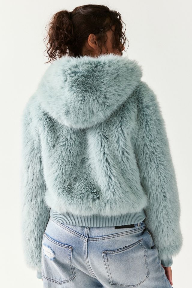 UO Maddy Cropped Faux Fur Hooded Jacket #4