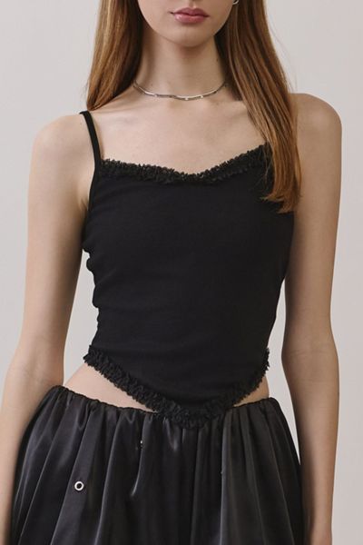 Personal Code Anya Lace Trim Ribbed Tank Top