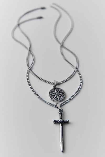 Double Pendant Layering Necklaces Set