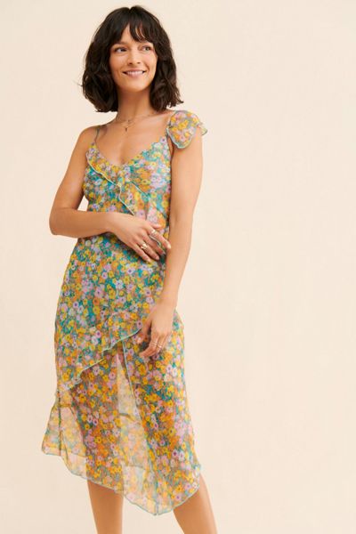 Shreen Asymmetrical Floral Midi Dress
