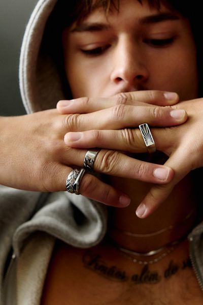 Lucius Silver Metal Rings Set