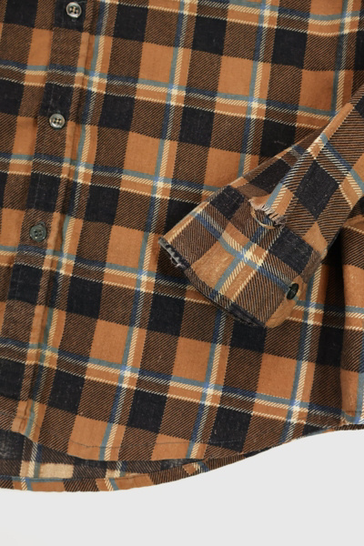Vintage Brown Plaid Button-Down Shirt