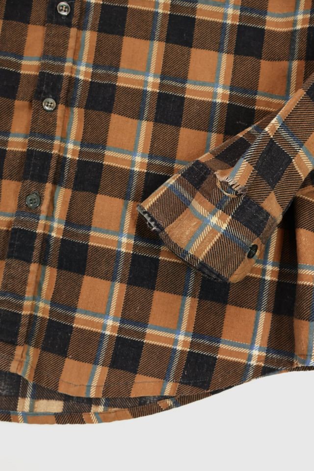 Vintage Brown Plaid Button-Down Shirt #3