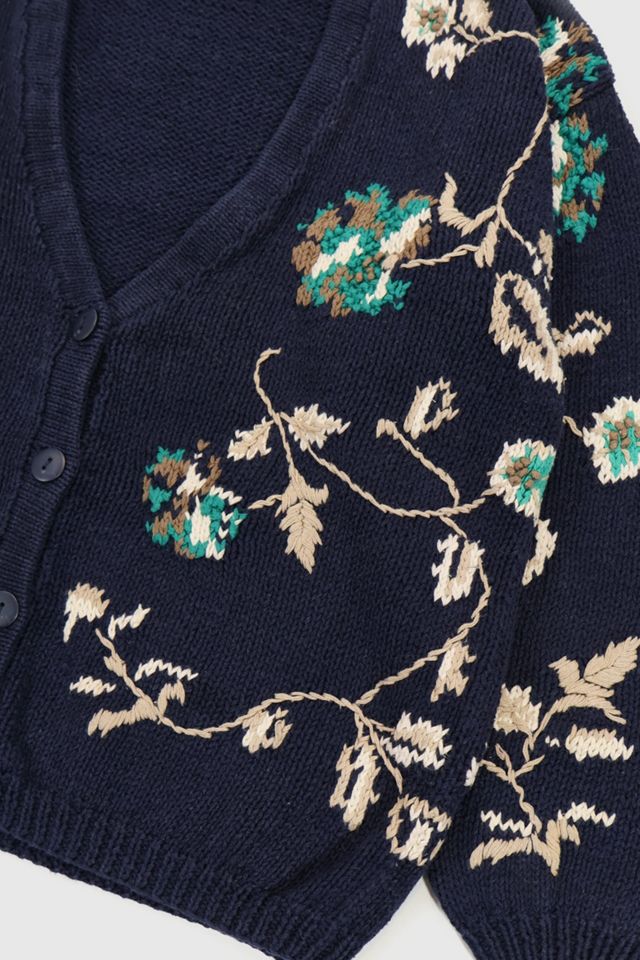 Vintage Knit Floral Pattern Cardigan Sweater #3