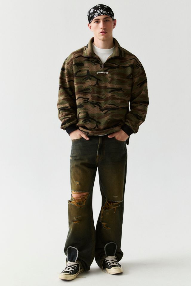 PLEASURES Textured Camo Quarter-Zip Sweatshirt #2