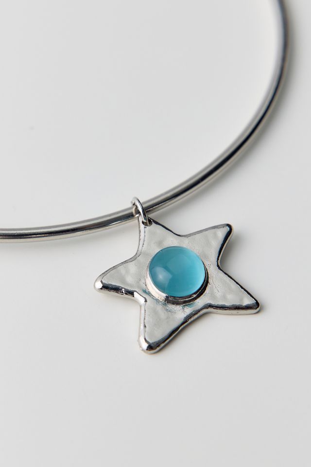 Collier ras-de-cou en fil métallique avec pendentif étoile filante en œil de tigre #1
