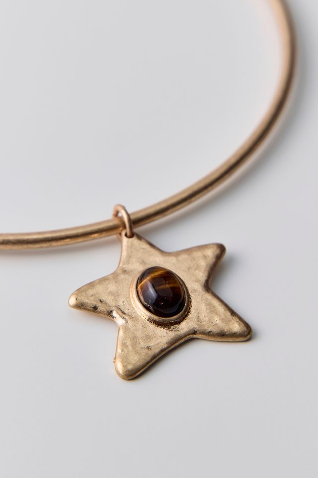 Tiger's Eye Shooting Star Pendant Wire Choker Necklace #1