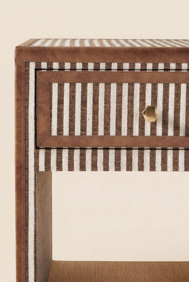 TOV Furniture Kora Striped Cotton Jute Storage Nightstand #1