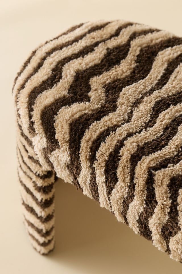 TOV Furniture Zebra Striped Shaggy Tufted Bench #2