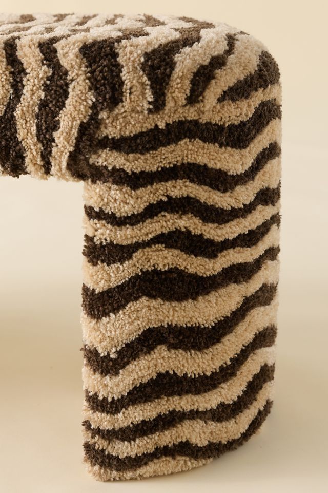 TOV Furniture Zebra Striped Shaggy Tufted Bench #3