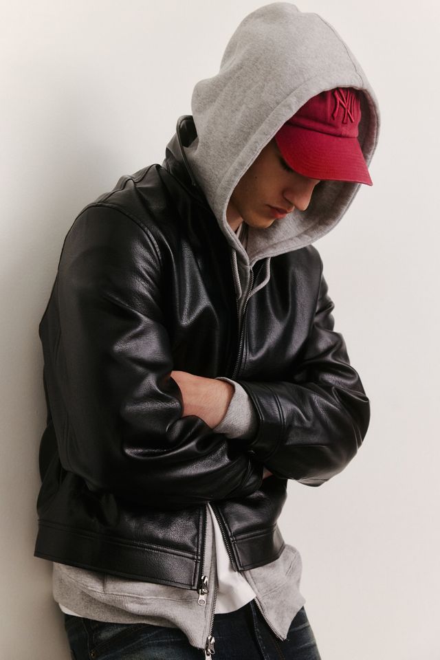BDG Plain Zip Front Faux Leather Jacket #1