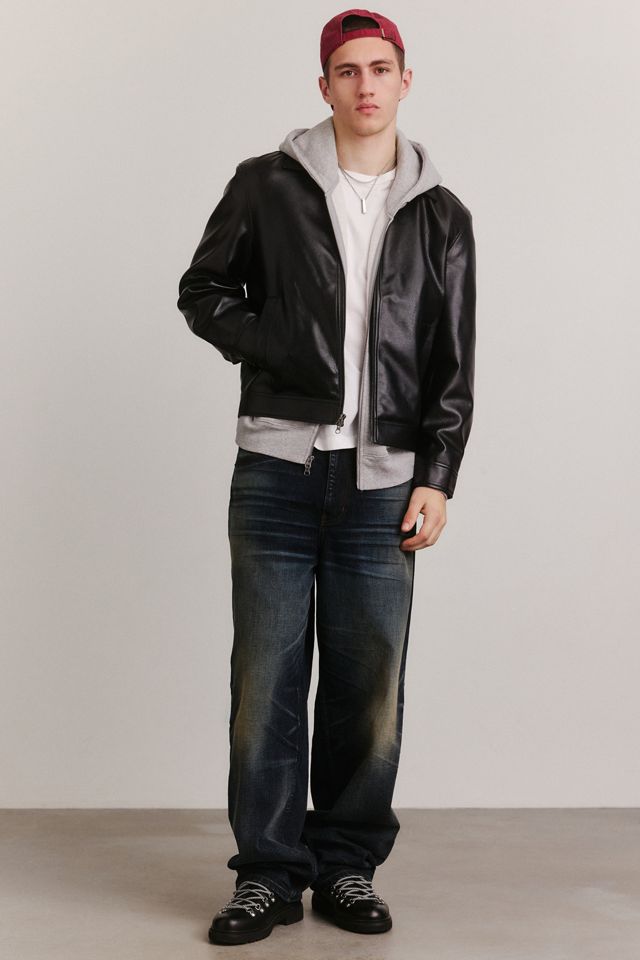 BDG Plain Zip Front Faux Leather Jacket #2