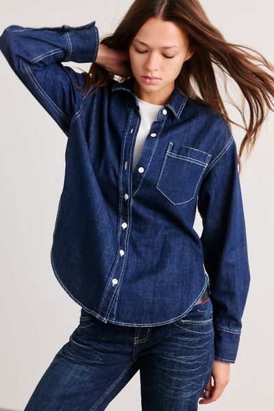 BDG Homebody Oversized Denim Button-Down Shirt