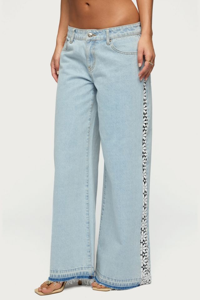 Edikted Crochet Panel Low Rise Wide Leg Jeans #2