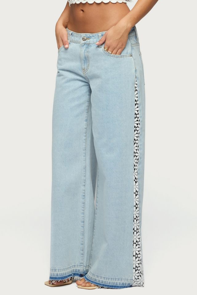 Edikted Crochet Panel Low Rise Wide Leg Jeans #3