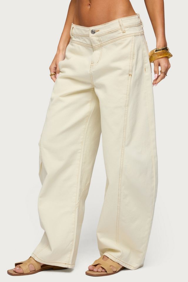 Edikted Gili Contrast Stitch Low Rise Barrel Jeans #2
