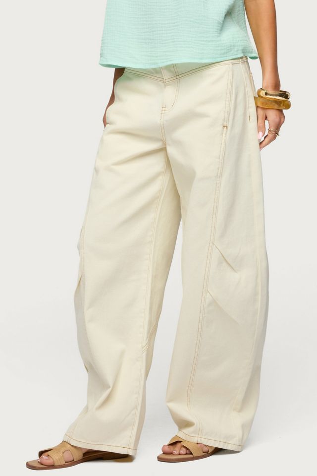 Edikted Gili Contrast Stitch Low Rise Barrel Jeans #3