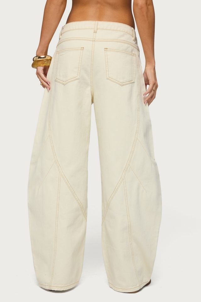 Edikted Gili Contrast Stitch Low Rise Barrel Jeans #4