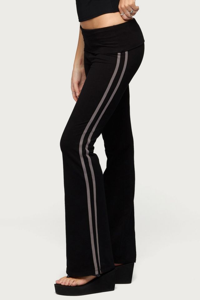 Edikted Charly Foldover Stripey Flared Pants #3