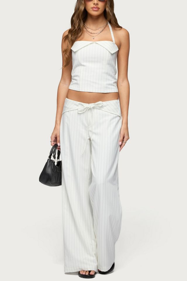 Edikted Parker Pinstripe Tie Belt Pants #1