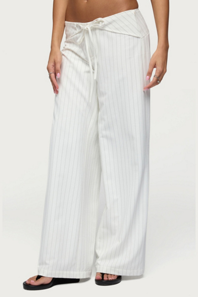 Edikted Parker Pinstripe Tie Belt Pants