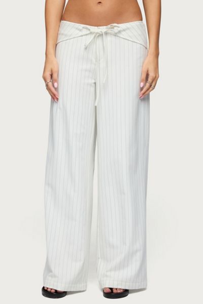 Edikted Parker Pinstripe Tie Belt Pants